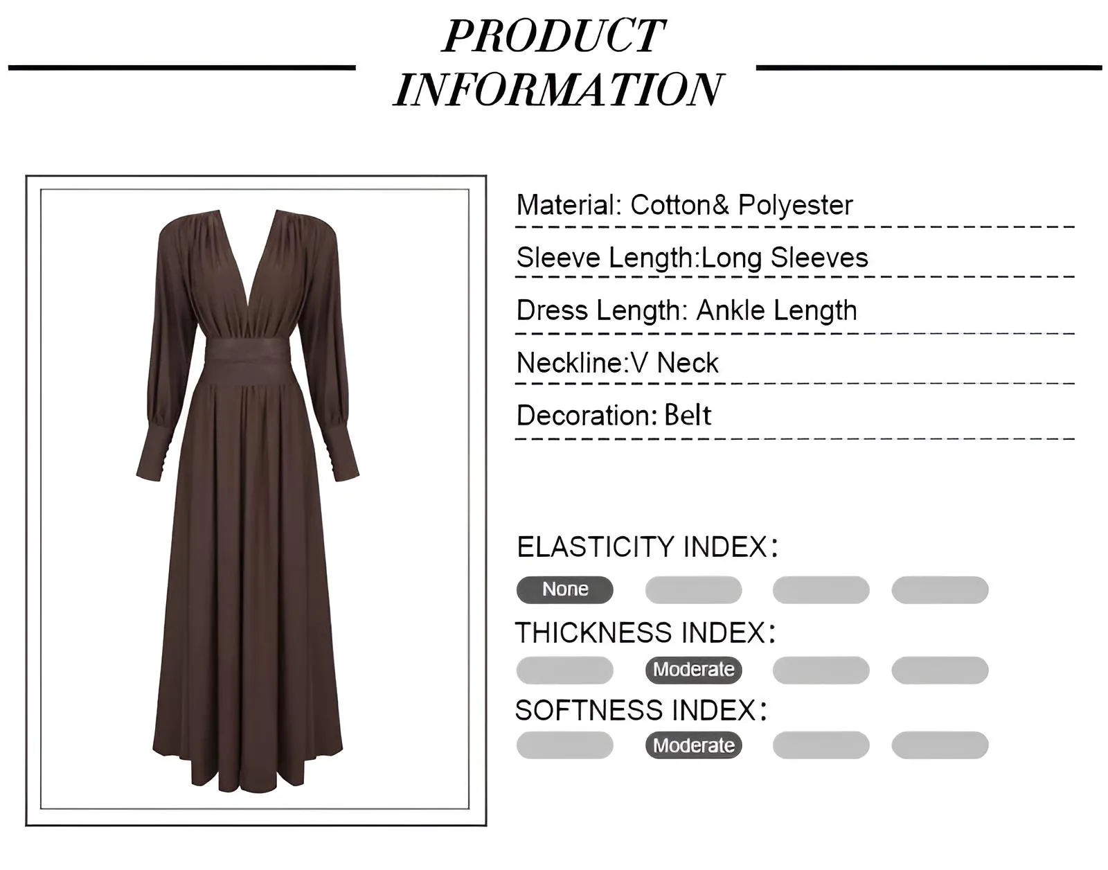 2025 Spring Fashion Dresses For Women Plunging V Neck High Waist Brown Belted Maxi Dress Wedding Party Dress