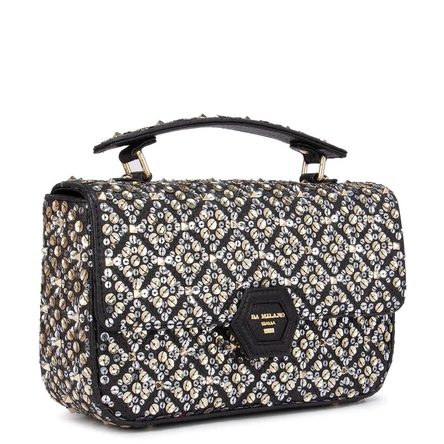 Black Sequins Satchel Bag
