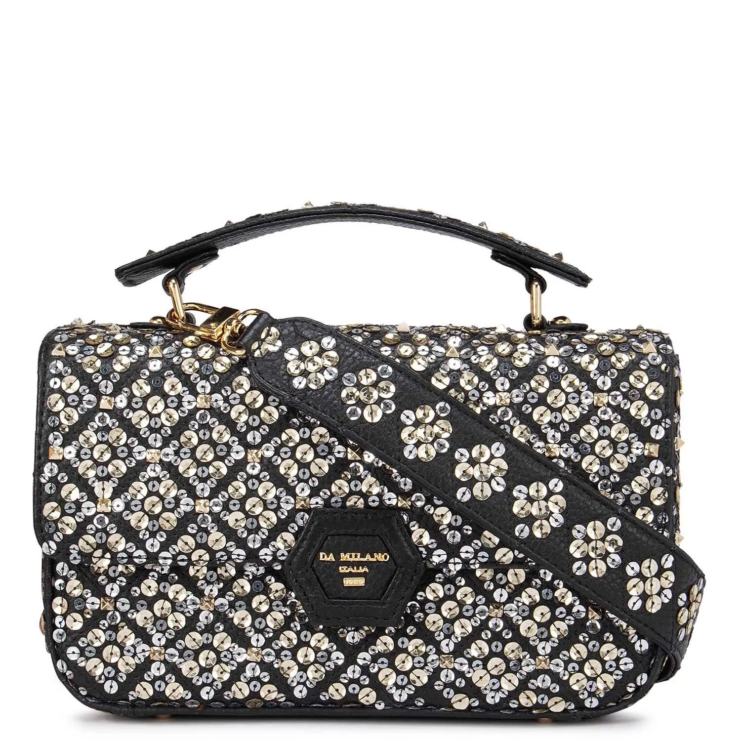Black Sequins Satchel Bag