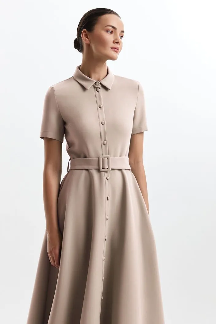 Blake Elegant High Neck Cream Evening Dress