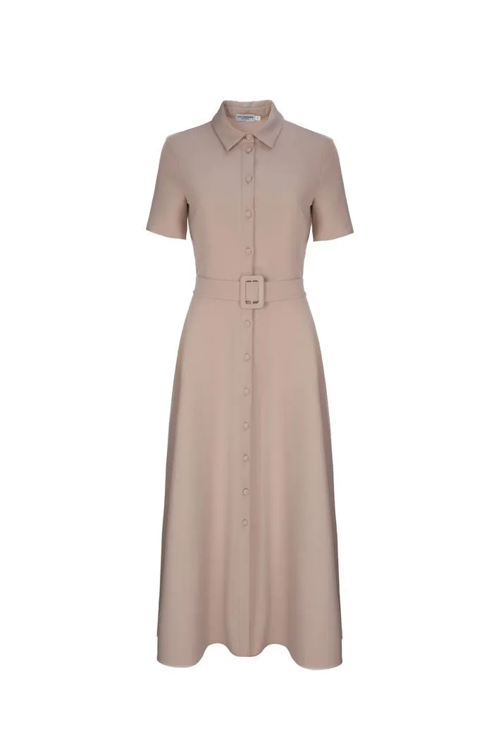 Blake Elegant High Neck Cream Evening Dress