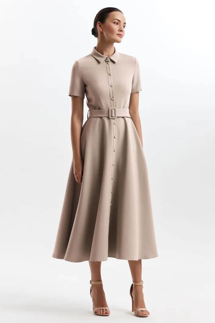 Blake Elegant High Neck Cream Evening Dress