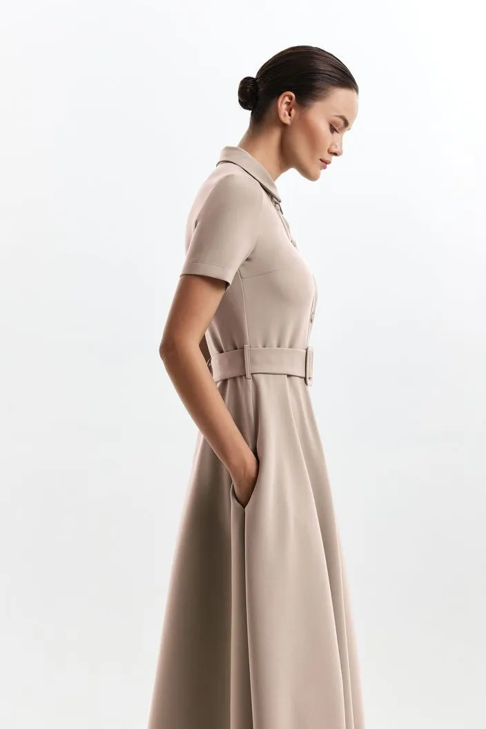 Blake Elegant High Neck Cream Evening Dress