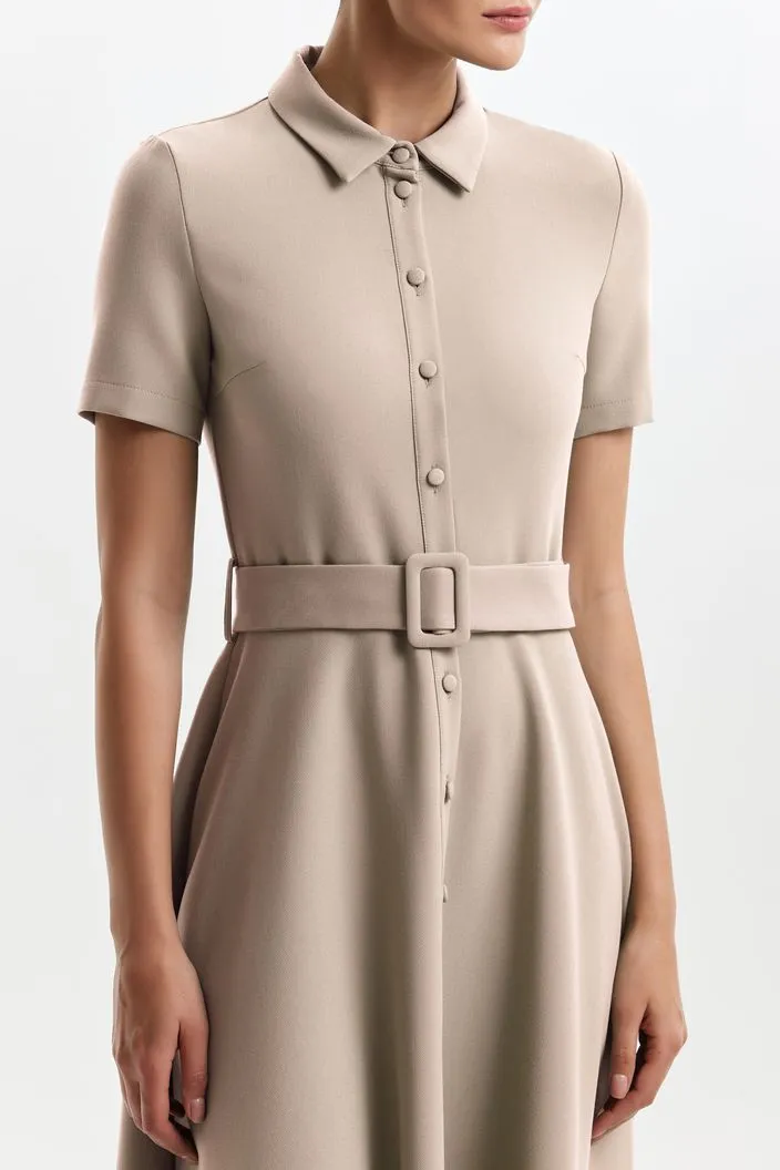 Blake Elegant High Neck Cream Evening Dress
