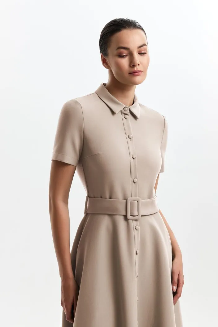 Blake Elegant High Neck Cream Evening Dress