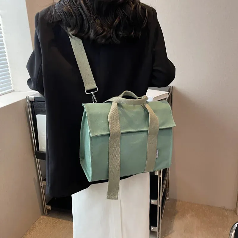 Canvas Casual Commuter Single Shoulder Bag Fashion Wide Shoulder Strap Crossbody Bag