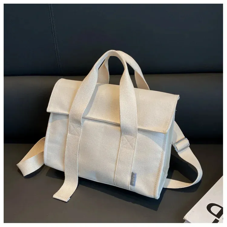 Canvas Casual Commuter Single Shoulder Bag Fashion Wide Shoulder Strap Crossbody Bag