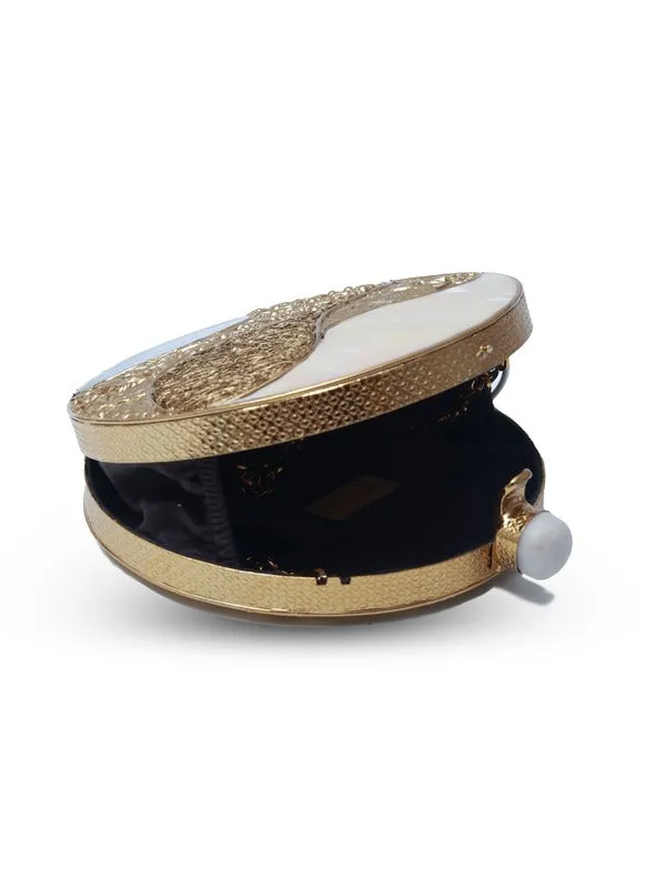 Crescent Round Mother of Pearl Clutch