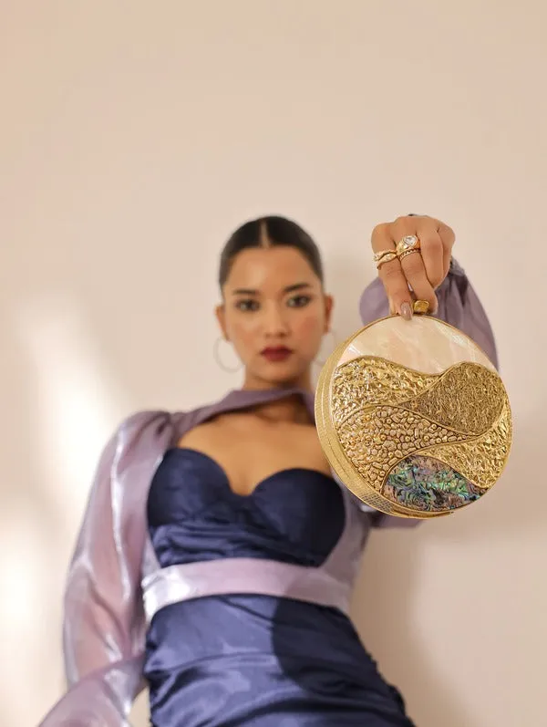 Crescent Round Mother of Pearl Clutch