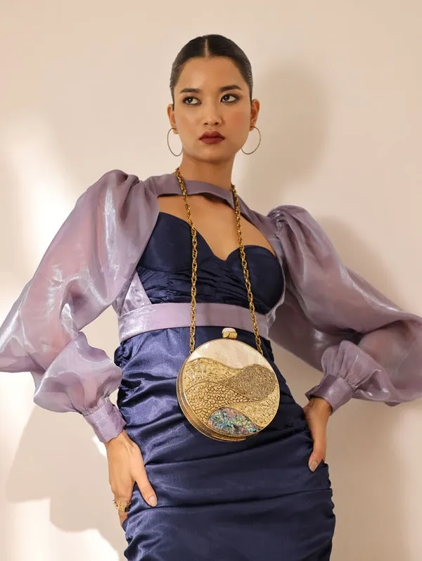 Crescent Round Mother of Pearl Clutch