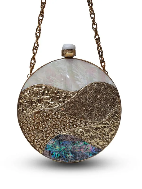 Crescent Round Mother of Pearl Clutch