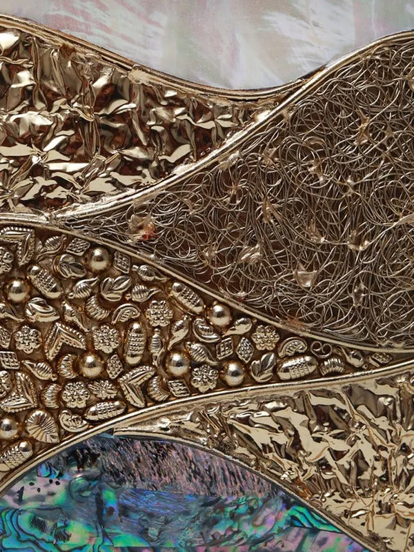 Crescent Round Mother of Pearl Clutch