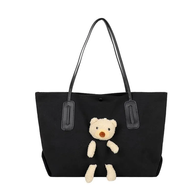 Cute bear large capacity canvas bag women's tote bag
