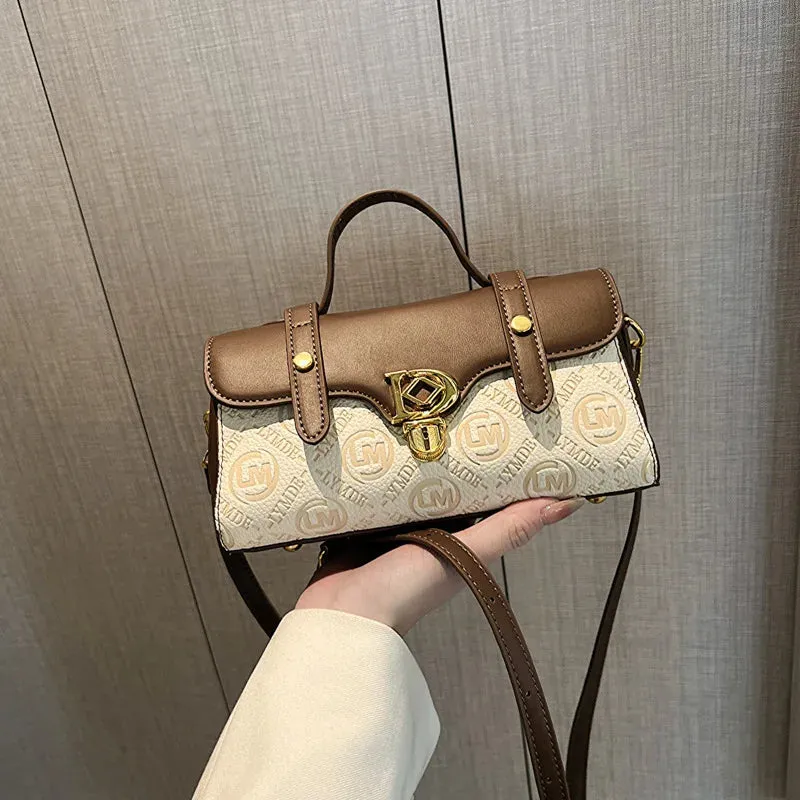 Embossed Exquisite Shoulder Baguette Leather Handbag Purse For Women Girls Ladies Crossbody Fashion Girls Tote Small Bag