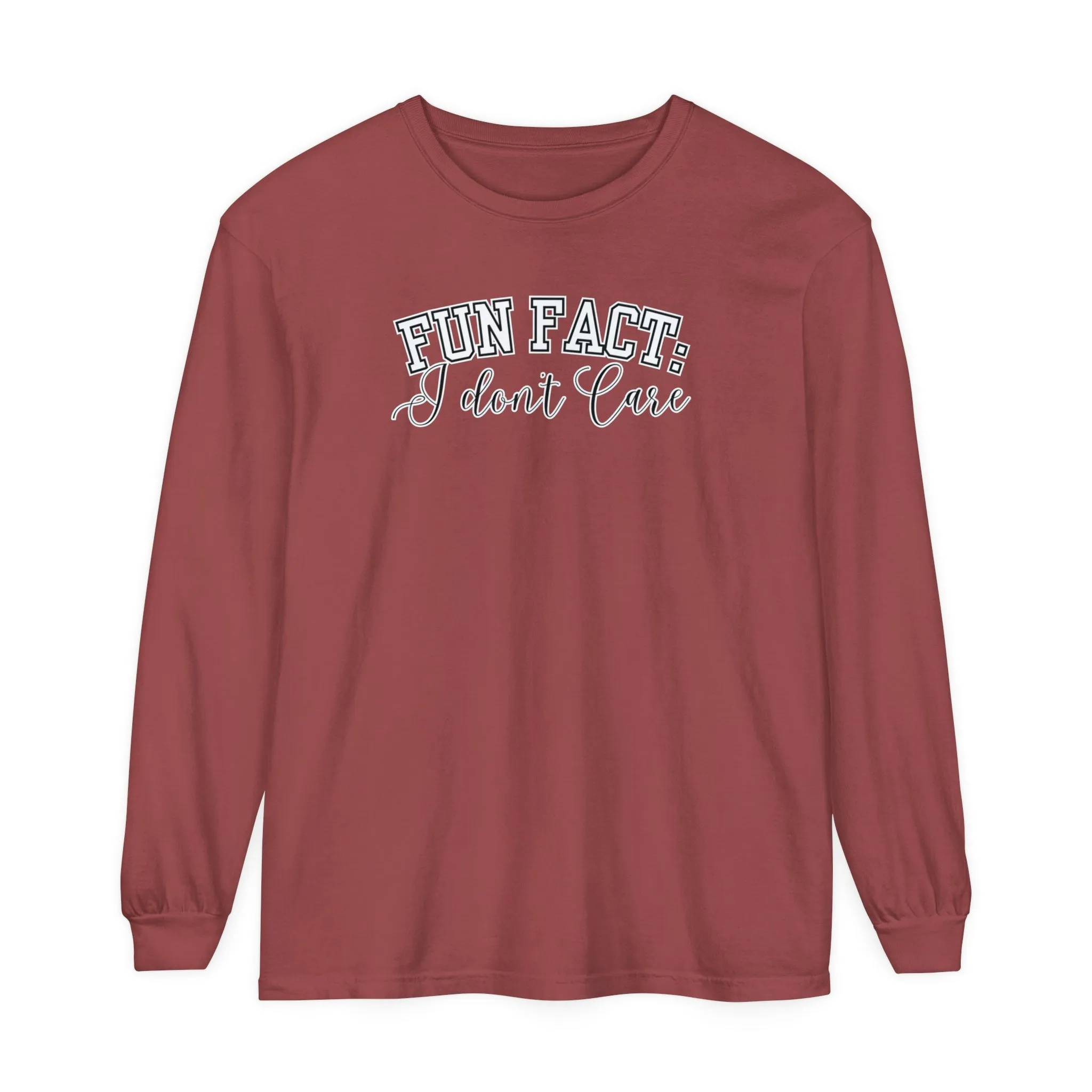 Fun Fact, I Don't Care Women's Comfort Colors Long Sleeve Tee