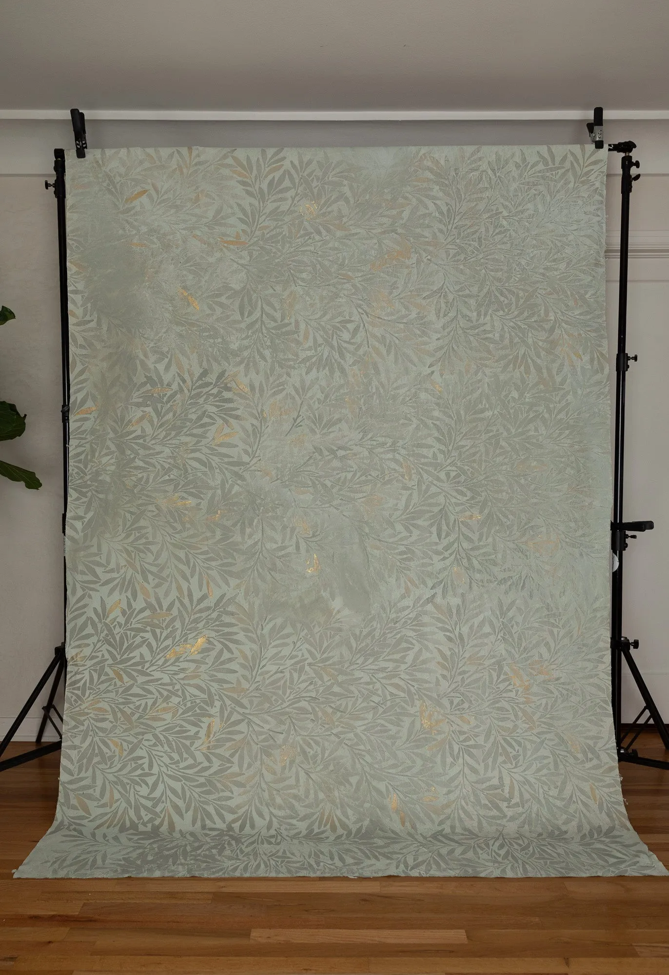 Gilded Leaves #0734 Hand Painted Big Muslin Backdrop in a Bag