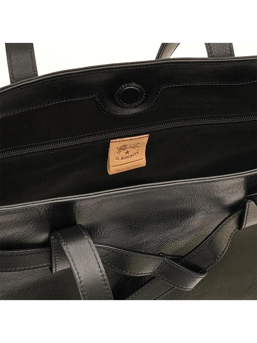 Il Bisonte Elisa Tote in Black Cowhide Leather