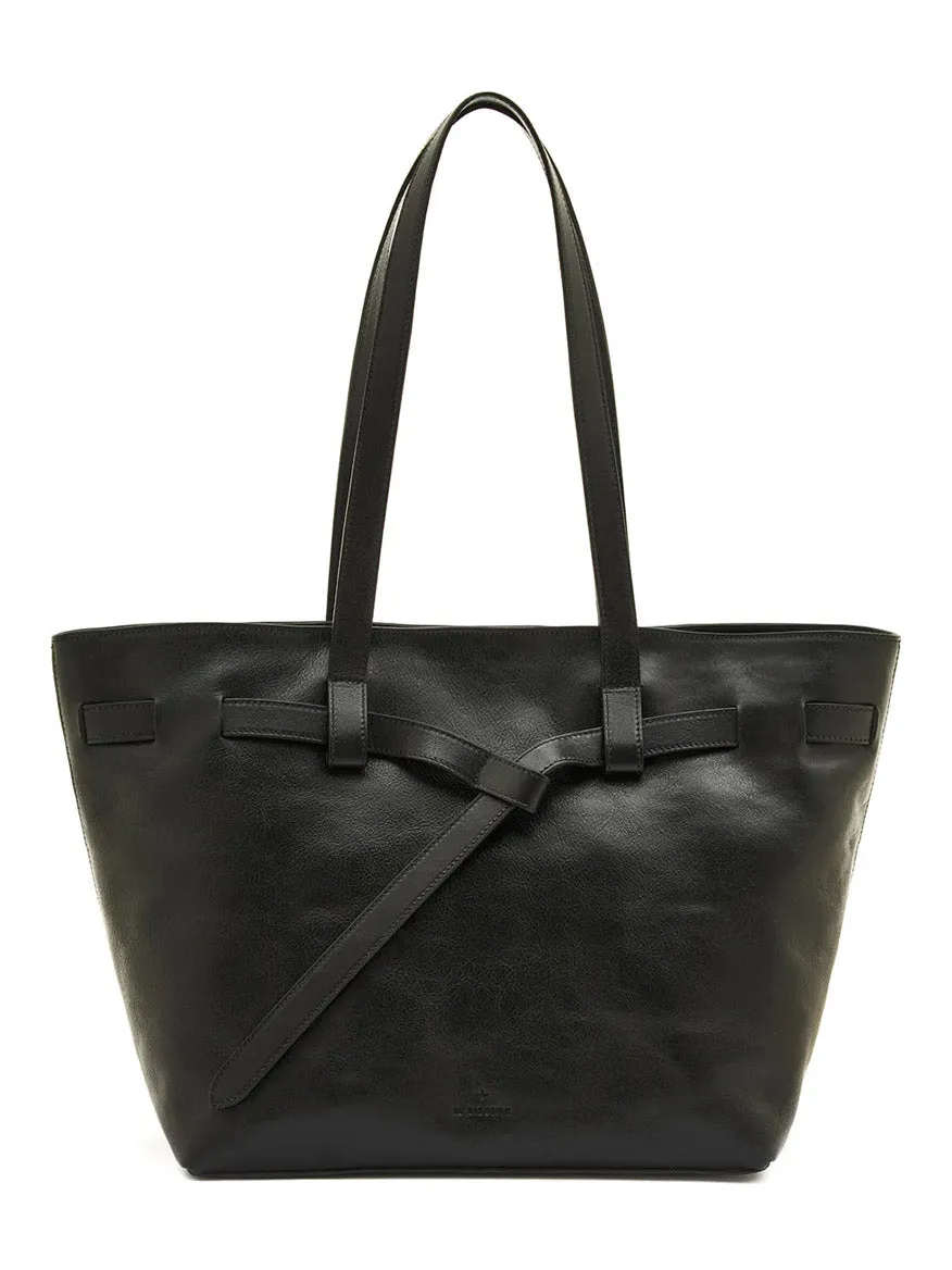 Il Bisonte Elisa Tote in Black Cowhide Leather