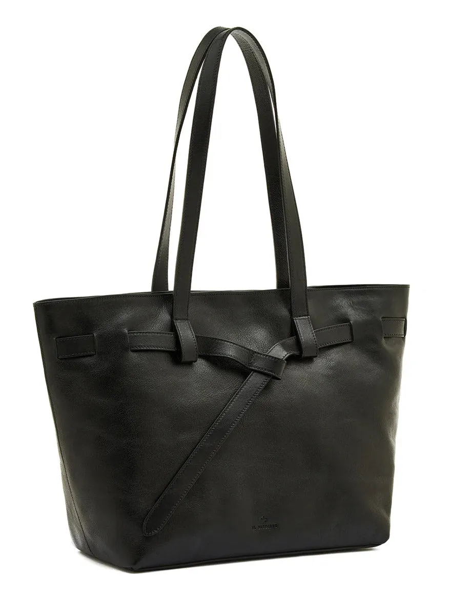 Il Bisonte Elisa Tote in Black Cowhide Leather