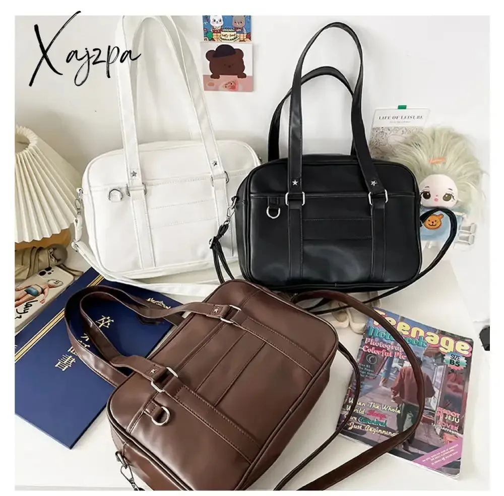 Japanese Preppy Style Shoulder Bag Women PU Leather JK Uniform Bag Girls Handbags Pure Color Crossbody Bags Itabag Tote Bolso