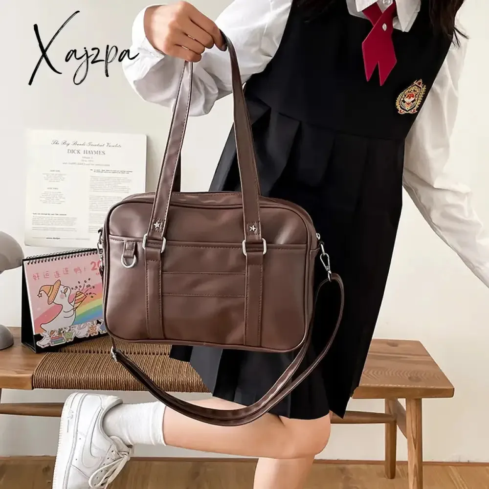 Japanese Preppy Style Shoulder Bag Women PU Leather JK Uniform Bag Girls Handbags Pure Color Crossbody Bags Itabag Tote Bolso