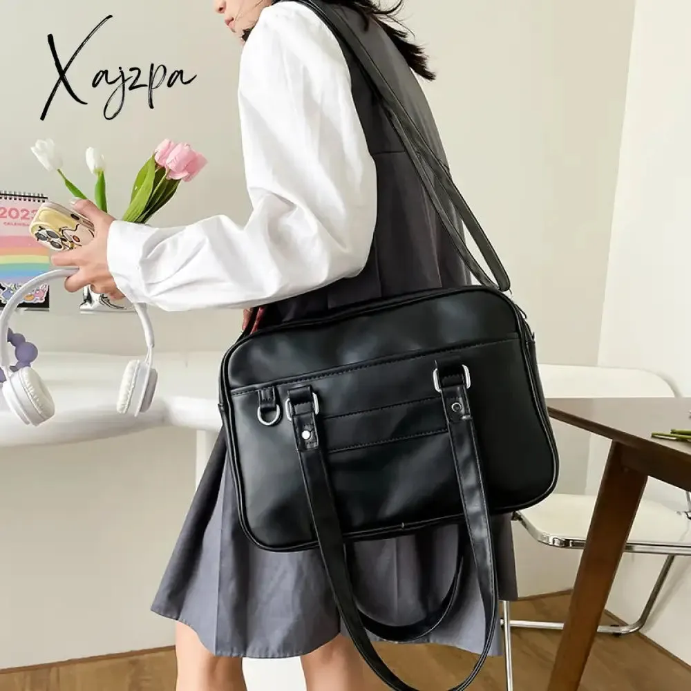 Japanese Preppy Style Shoulder Bag Women PU Leather JK Uniform Bag Girls Handbags Pure Color Crossbody Bags Itabag Tote Bolso