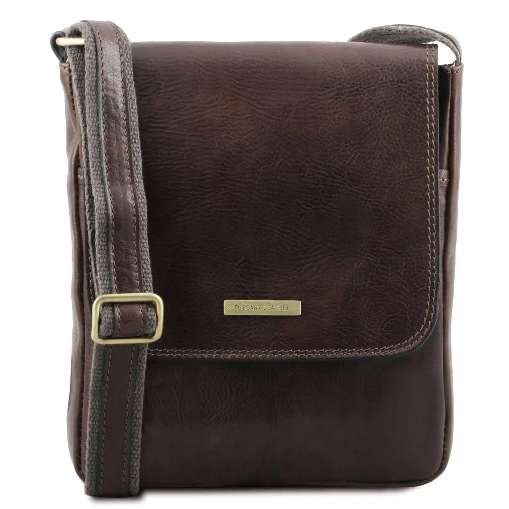 John - Leather crossbody bag for men with front zip | TL141408