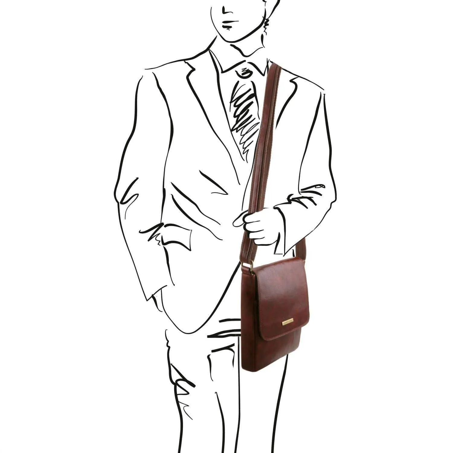 John - Leather crossbody bag for men with front zip | TL141408