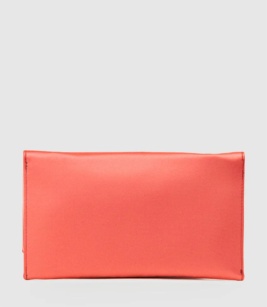 NEVE Envelope Clutch in Red Satin