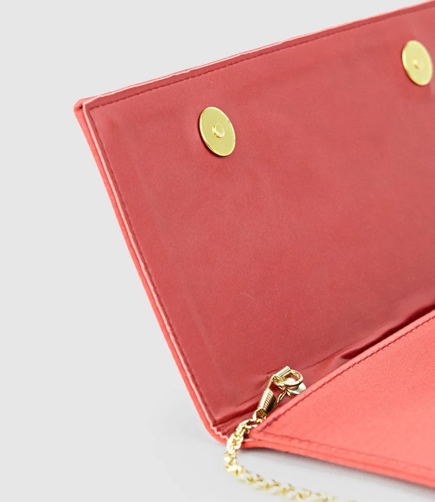 NEVE Envelope Clutch in Red Satin