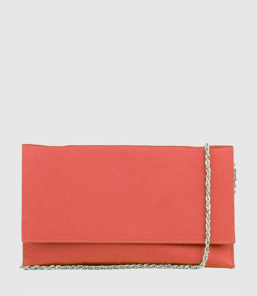NEVE Envelope Clutch in Red Satin