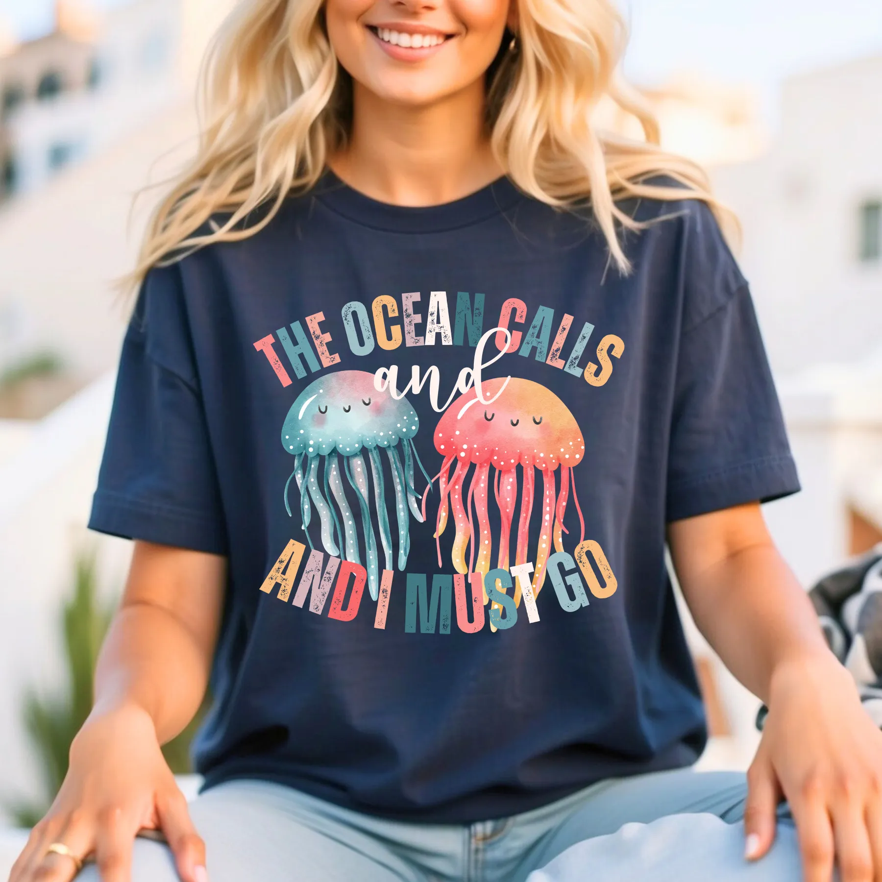 Ocean Calling Jellyfish Women's Bella Canvas Tee