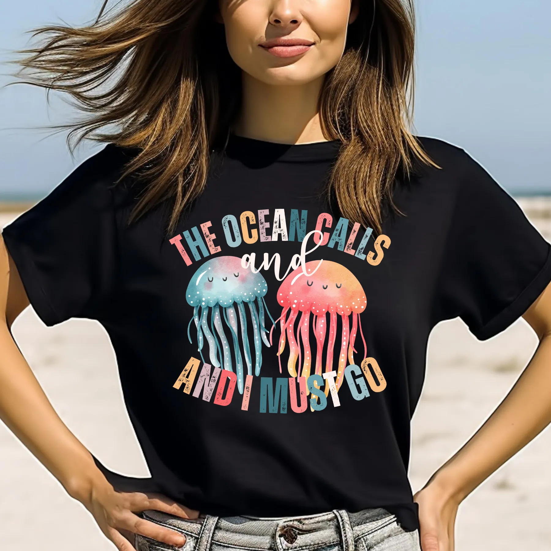 Ocean Calling Jellyfish Women's Bella Canvas Tee