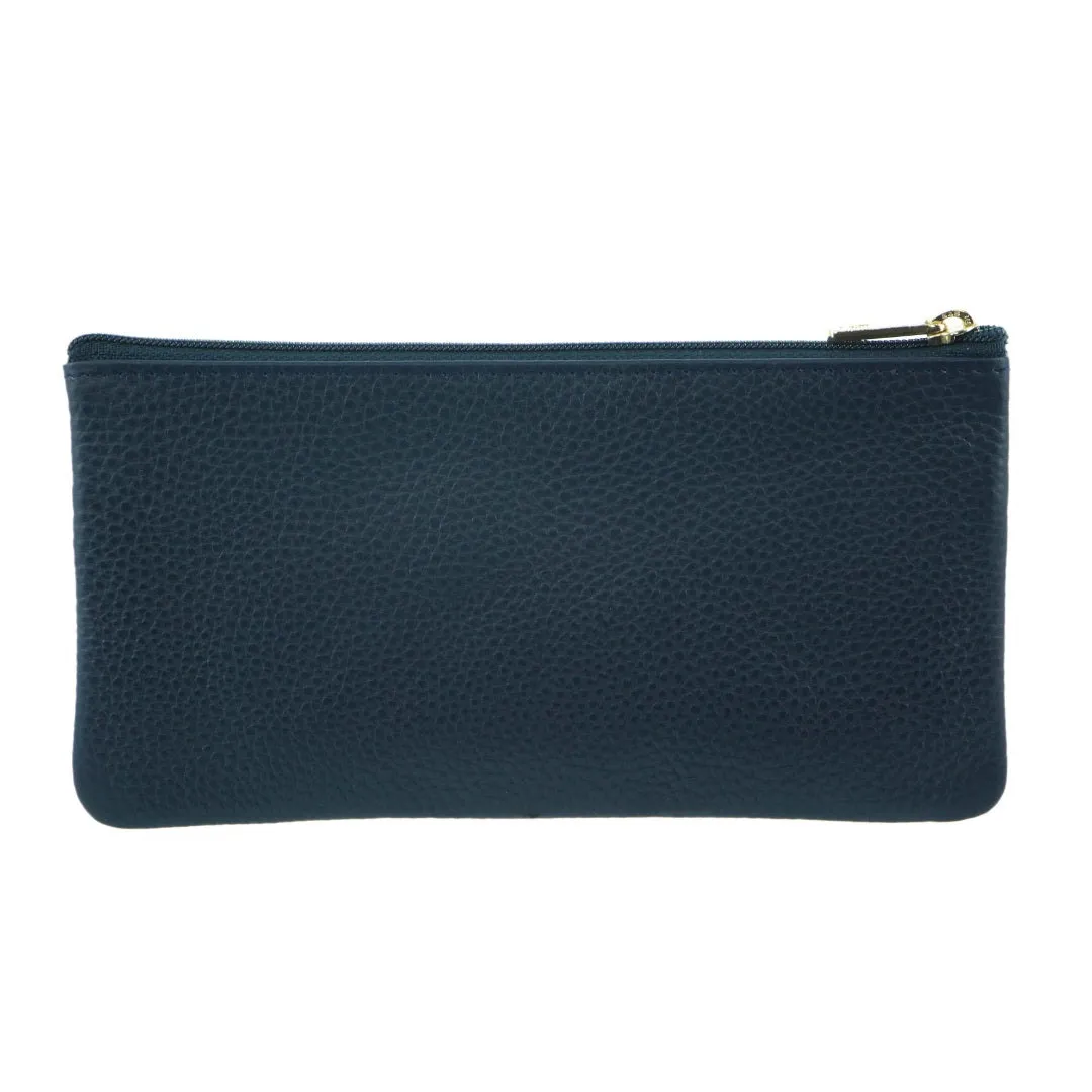 Pierre Cardin Ladies Womens Genuine Soft Leather Italian Wallet - Navy