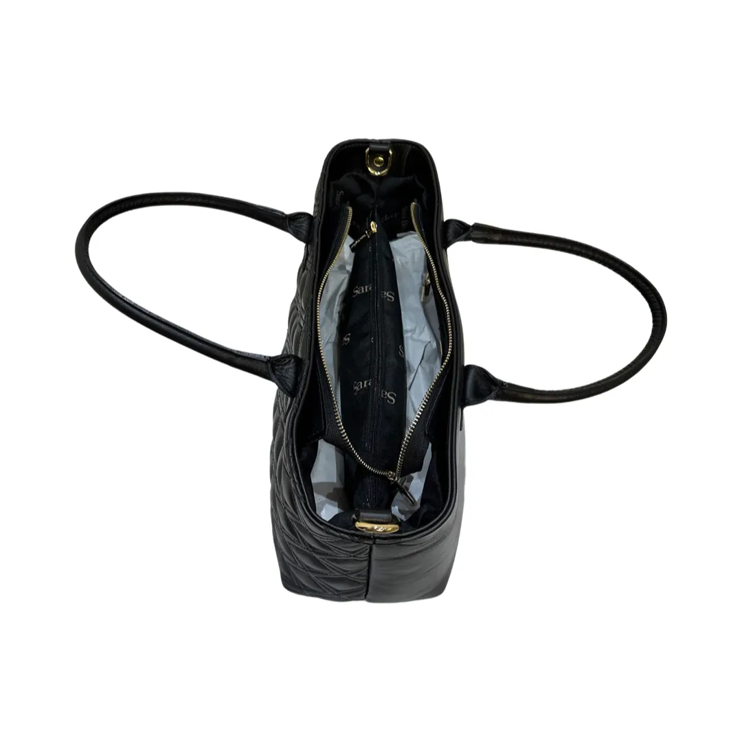 Sara Burglar Quilted Black Tote Bag