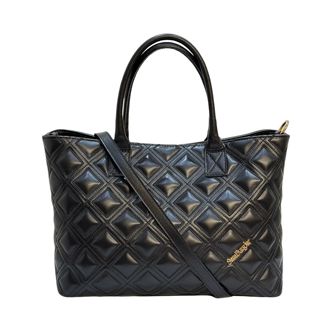 Sara Burglar Quilted Black Tote Bag