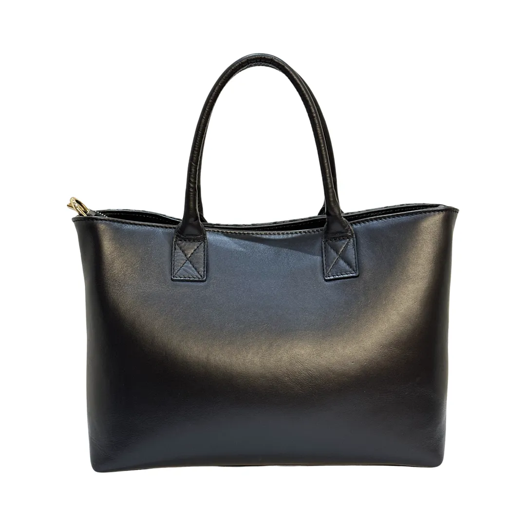 Sara Burglar Quilted Black Tote Bag