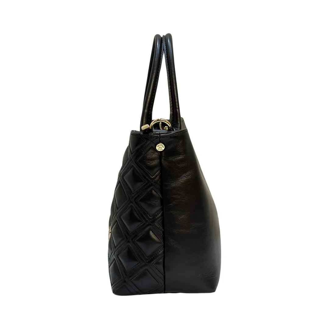 Sara Burglar Quilted Black Tote Bag