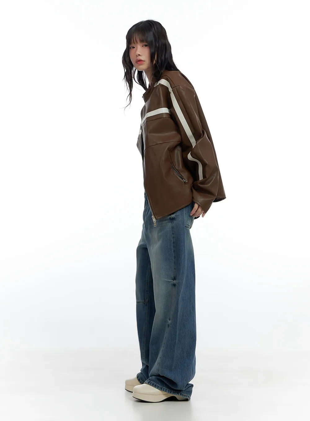 Trendy PU Leather Oversized Jacket CS420