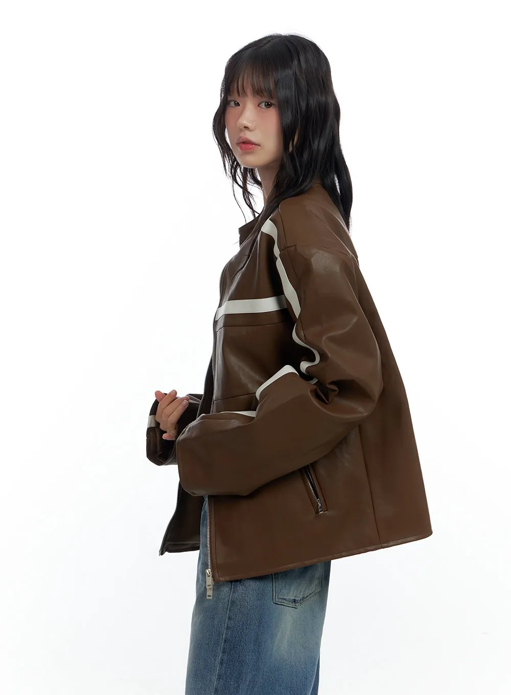 Trendy PU Leather Oversized Jacket CS420