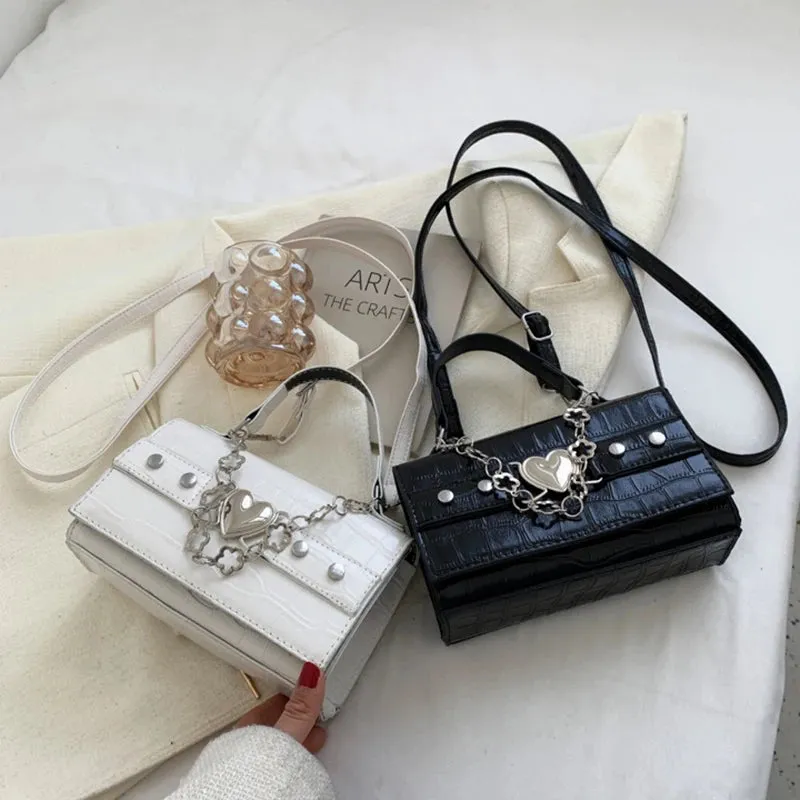 UAKISS  -  PU Leather Women Small Square Shoulder Bags Cool Girls Female Clutch Purse and Handbags Crocodile Pattern Ladies Crossbody Bags