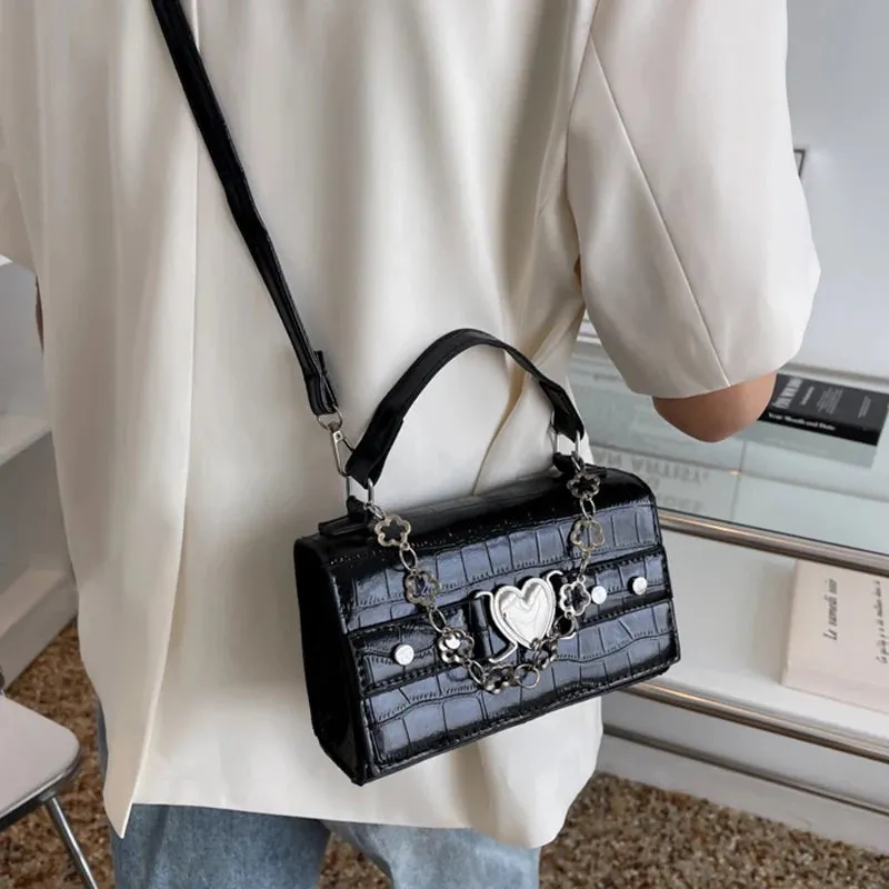 UAKISS  -  PU Leather Women Small Square Shoulder Bags Cool Girls Female Clutch Purse and Handbags Crocodile Pattern Ladies Crossbody Bags