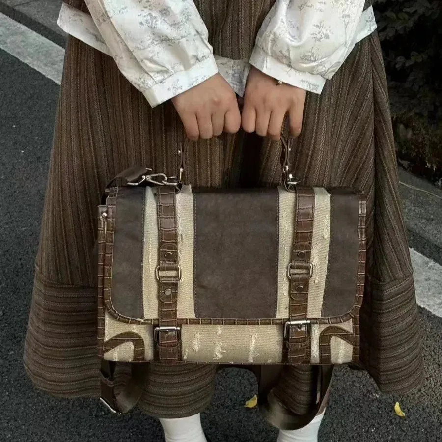 UAKISS  -  Vintage Backpacks for Ladies Autumn Fashion Collegiate Style Womens Backpack High Capacity Versatile Casual Female Bag