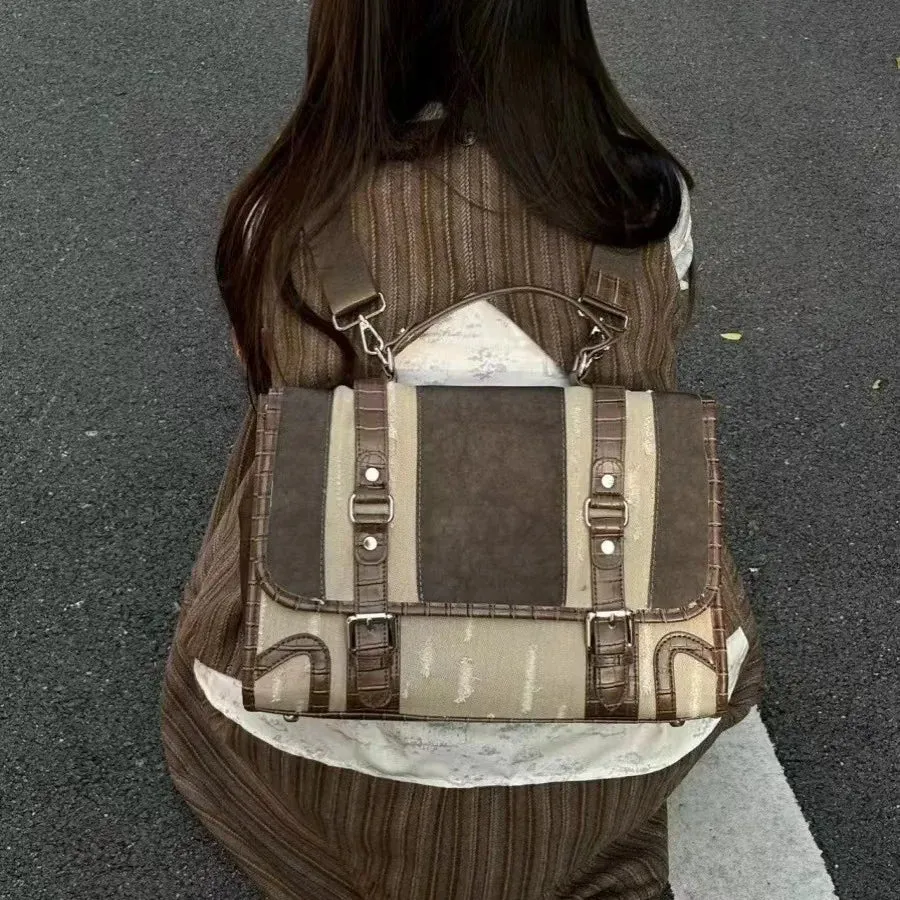 UAKISS  -  Vintage Backpacks for Ladies Autumn Fashion Collegiate Style Womens Backpack High Capacity Versatile Casual Female Bag