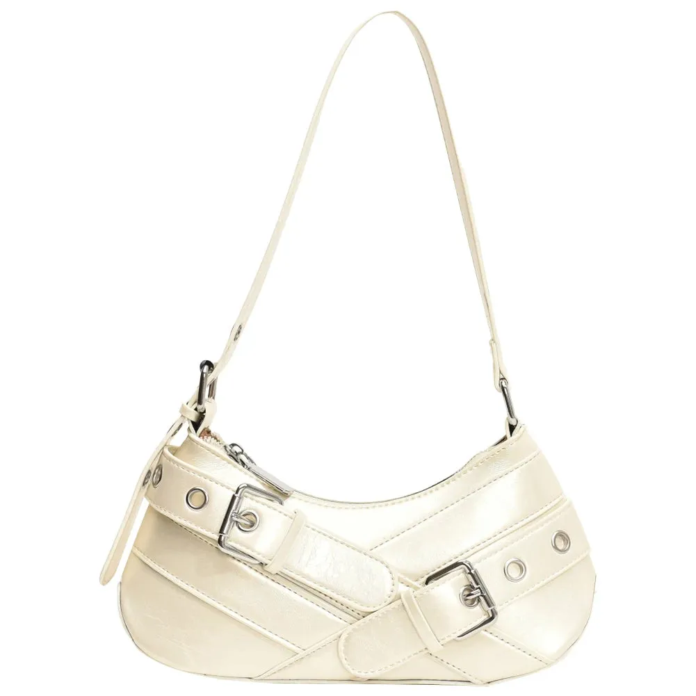 Uakiss Women PU Leather Punk Crossbody Bag Y2K Handbag Vintage Clutch Purse Adjustable Strap Armpit Bag for Vacation Travel Commuting