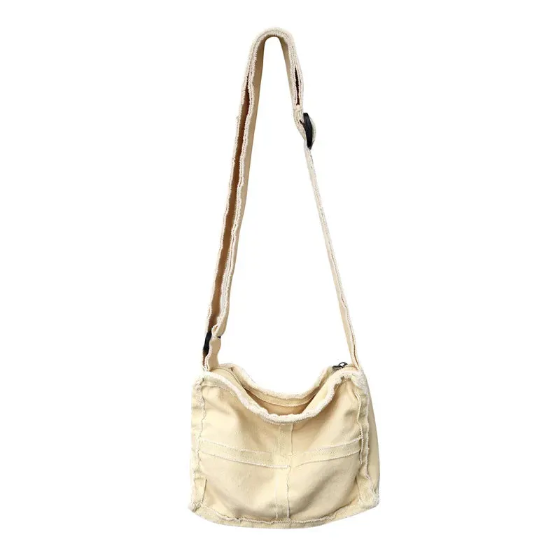 Vvsha Canvas Shoulder Bag for Men Female Thick Cloth Small Messenger Bag for Women Retro Vintage Crossbody Bags Cute Zipper Purses