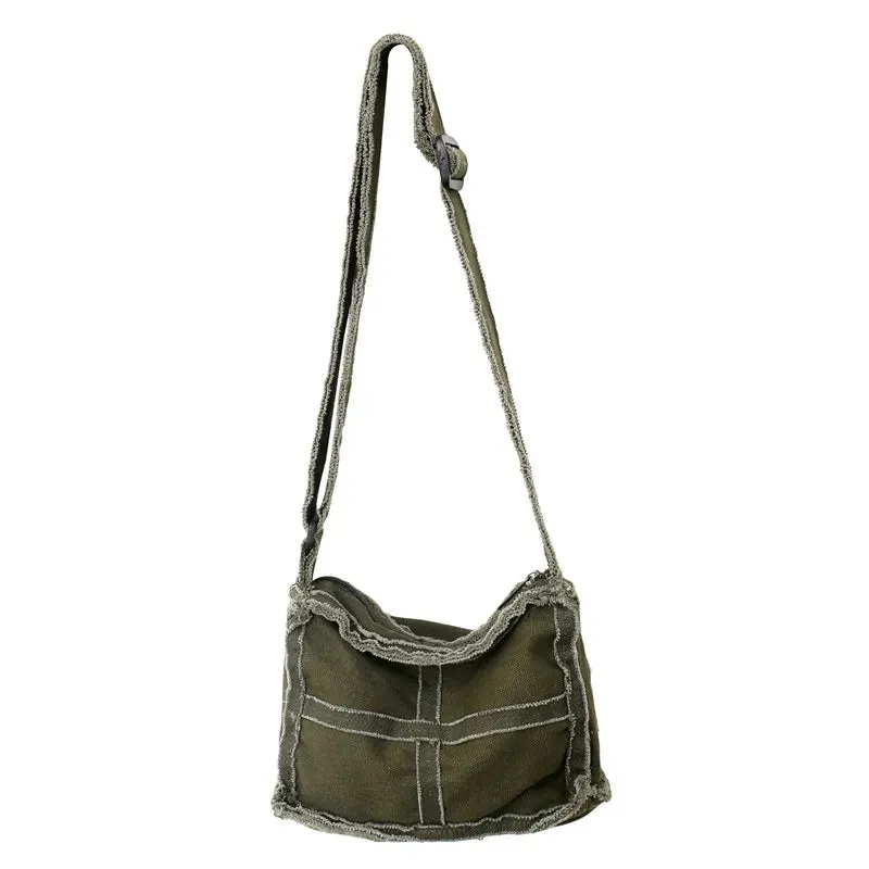 Vvsha Canvas Shoulder Bag for Men Female Thick Cloth Small Messenger Bag for Women Retro Vintage Crossbody Bags Cute Zipper Purses