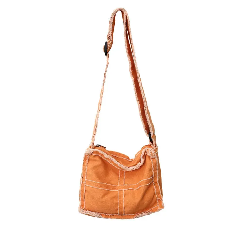 Vvsha Canvas Shoulder Bag for Men Female Thick Cloth Small Messenger Bag for Women Retro Vintage Crossbody Bags Cute Zipper Purses