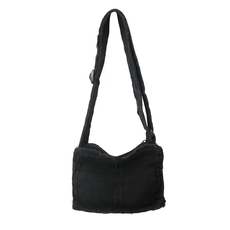 Vvsha Canvas Shoulder Bag for Men Female Thick Cloth Small Messenger Bag for Women Retro Vintage Crossbody Bags Cute Zipper Purses